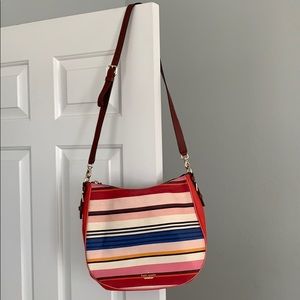 Canvas front/back leather sides/bottom.